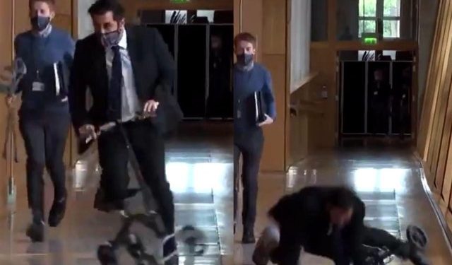 اسکاٹش مسلم وزیر کے گرنے کی ویڈیو پر برطانوی رپورٹر کی شامت