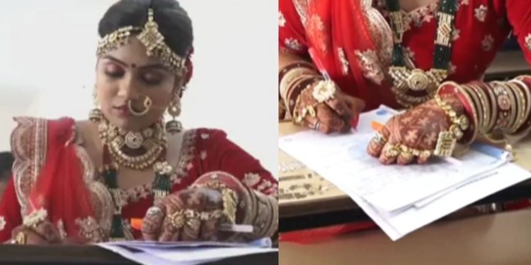 بھارتی دلہن پرچہ دینے عروسی لباس میں پہنچ گئی
