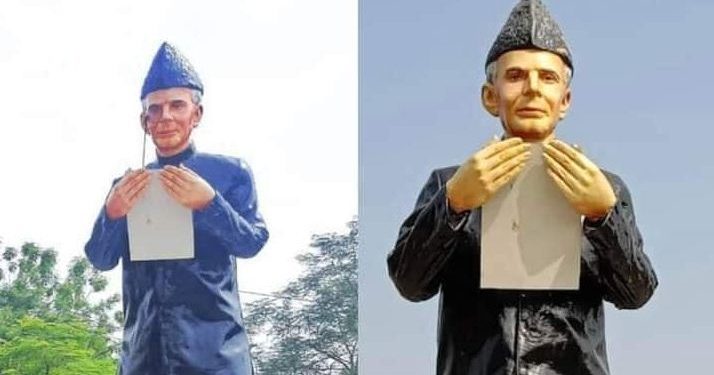 اور اب بانی پاکستان کے مجسمے سے عینک چوری