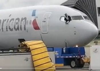 امریکی طیارے کے کاک پٹ میں ایک شخص کا دھاوا