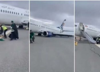 ایرانی طیارے کی مرکزی سڑک پر ہنگامی لینڈنگ
