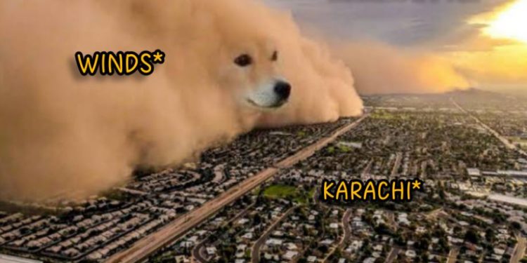 کراچی میں تیز گرد آلود ہوائیں اور سوشل میڈیا پر دلچسپ تبصرے