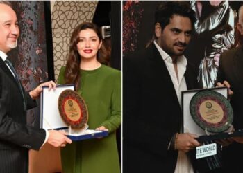 دبئی : ماہرہ خان اور ہمایوں سعید کو  اعزازی شیلڈز سے نوازا گیا