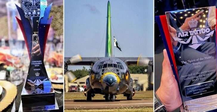 برطانیہ : پاک فضائیہ کے طیاروں کا رائل انٹرنیشنل ایئر ٹیٹو شو میں عالمی اعزاز